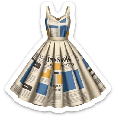 newspaper-print silk dress sticker