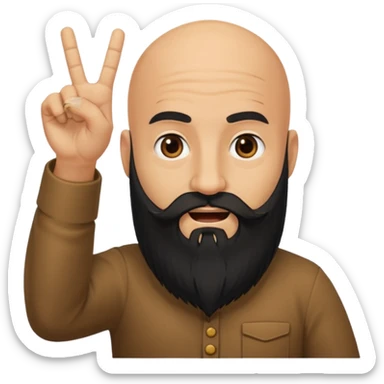 A bald man with a bushy black long beard sticking his middle finger up sticker