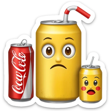 A scared emoji holding a Diet Coke  sticker