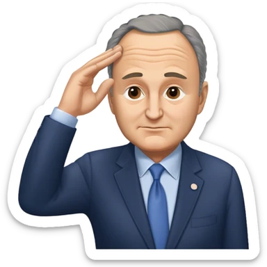 Chuck Schumer making an L with his hand and putting it on his forehead  sticker