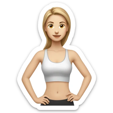 White beauty girl with light brown hair doing Pilates  sticker