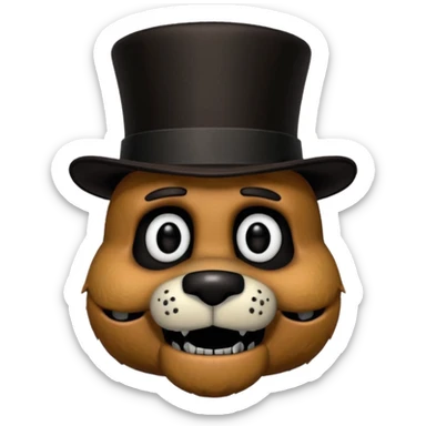 Freddy Fazbear with black and tiny hat from Five Nights At Freddy's Movie sticker