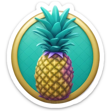 teal pineapple on top of a purple seal sticker