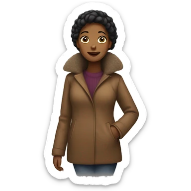 Brown skin woman wearing a coat sticker