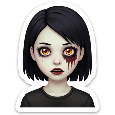 girl zombie with black hair emo sticker