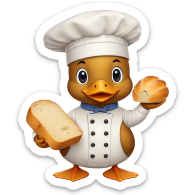 duck serving a loaf of gluten bread sticker
