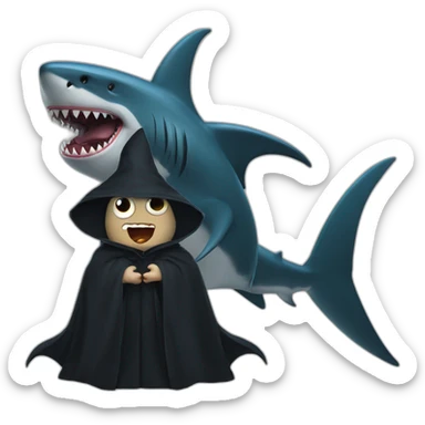 The evil shark is a sorcerer in a black robe sticker