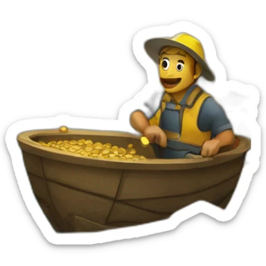 gold mining on the river bank sticker
