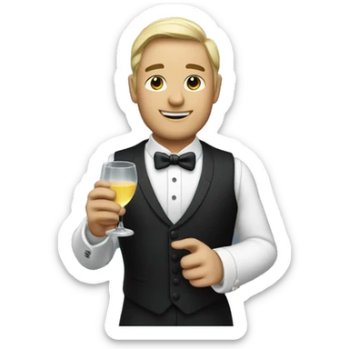dapper gentleman in tuxedo holding a glass in his right hand sticker