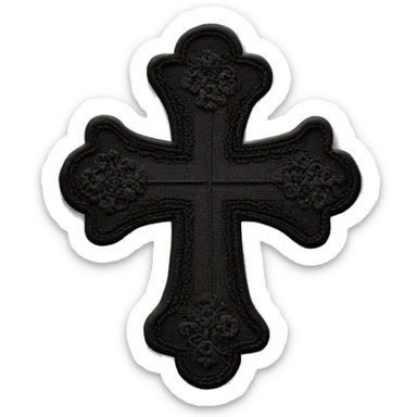 Black cross with lace border  sticker