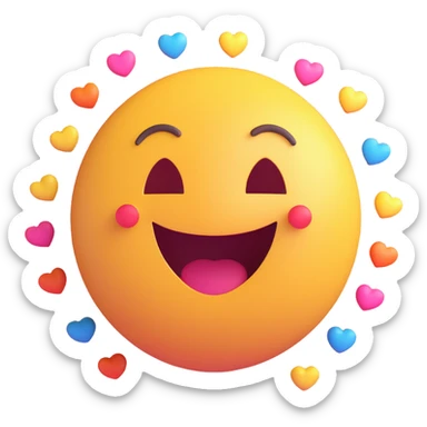 happy face with hearts, joyful expression sticker