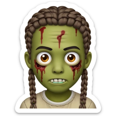 can you make an boy zombie emoji with small stitch braids and a eyebrow piercing on his right eyebrow and a diagonal eyebrow piercing on his left eyebrow sticker