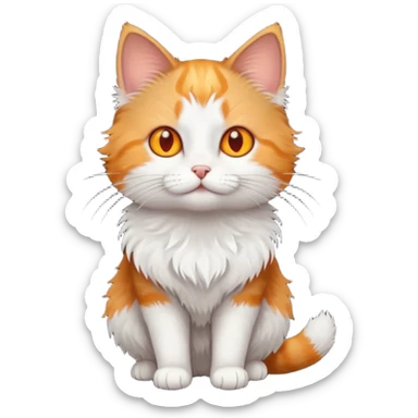 full body small short hair ginger and white cat with orange eyes  sticker