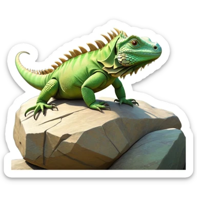 cinematic-iguana-realistic-full-body-basking-emoji,-long-scaly-body-stretched-out-on-a-sunlit-rock,-spiny-ridge-running-down-its-back,-textured-green-and-brown-skin-dappled-with-light,-sharp-intelligent-eyes-studying-the-surroundings,-long-tail-draped-over-the-stone,-simplified-yet-realistic-focused-features,-highly-detailed,-glowing-with-a-warm-tropical-glow

 sticker