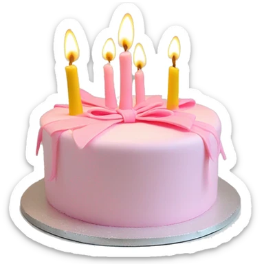 Coquette bow light pink birthday cake with candles sticker