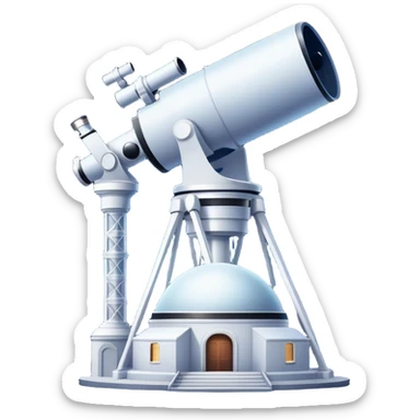 An icon featuring visible planets, distant stars, and galaxies, an observatory with a giant telescope, set against a starry sky, symbolizing the study of astronomy and celestial exploration. Transparent background highlights the wonder of the universe. sticker
