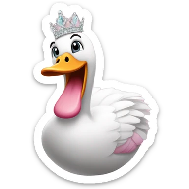 Pink silly goose wearing a tiara and smiling mischievously sticker