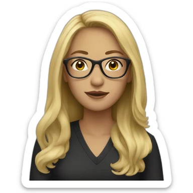 woman, blonde long hair, black glasses sticker