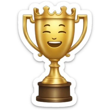 royal empty Christian trophy for the winner with a cross on royal background sticker