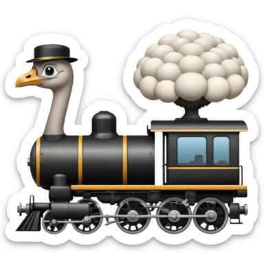 Give me a 0-5-0 locomotive and put an ostrich body and head on the steam engine of the train and put a toilet on top second train car  sticker