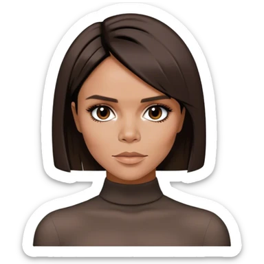 Victoria Beckham circa 1997 with short, dark brown, bob haircut sticker