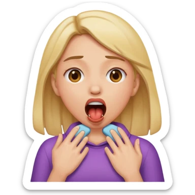 make me an emoji with a girl chocking herself out with her mouth open  sticker