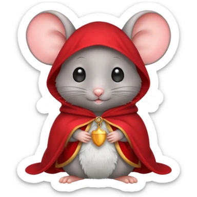 baby grey mouse, in magic red cloak sticker