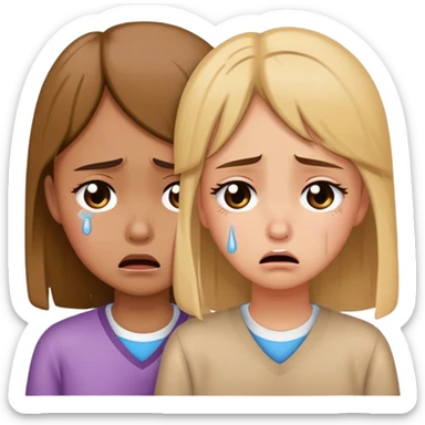 sad girl crying a tear while her friend is in school sticker