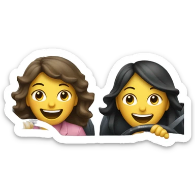 Two laughing girls driving car sticker