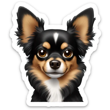 black and brown chihuahua with big hair on the ears sticker