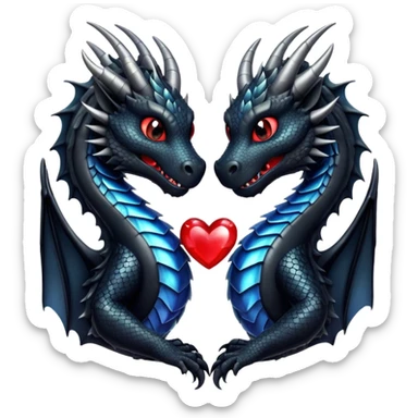 Two black dragons making a heart sticker