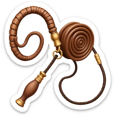 cowboy whip object icon, coiled leather whip, wooden handle, western style, 3D cartoon, mobile game icon style, centered, clean background, soft shadow, no text, no watermark
 sticker
