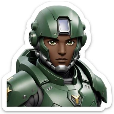 Cinematic Realistic StarCraft Terran Marine Portrait, depicted with rugged determination and futuristic military precision. Clad in advanced, intricately detailed tactical armor in consistent dark green and grey hues, his steely eyes and determined features exude unwavering resolve. Rendered with lifelike texture and dynamic, high-contrast lighting, high shine, noble and disciplined, capturing the essence of a legendary Terran Marine poised for interstellar battle. sticker