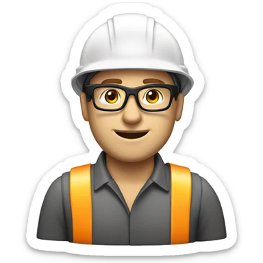 Caucasian engineer with helmet, glases, earplugs safety sticker