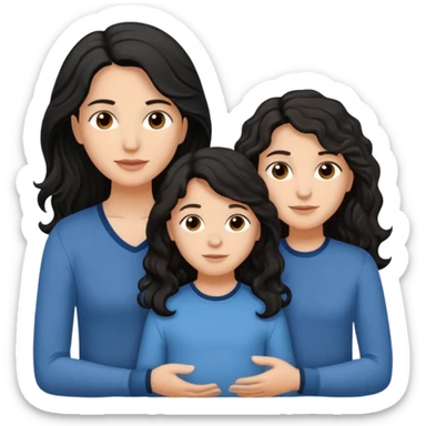 One teen white boy and 1 Beautiful mom ,black black hair,wavy hair，long hair,brown eyes,hispanic with 2 daughters and son  sticker