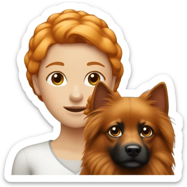 Ginger girl with black female spitz dog sticker