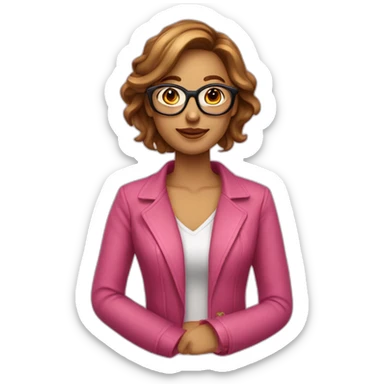 femme chatain a lunette rose doré sticker