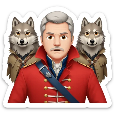 Loyalist Patrick Ferguson at the Revolutionary war Battle of Kings Mountain, with Wolves around him. sticker