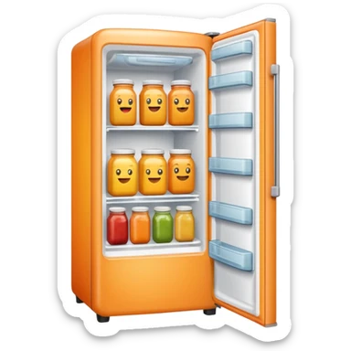 Hi refrigerator ! 
light orange color 
emoji size: 512*512 
inside: full of ingridents sticker