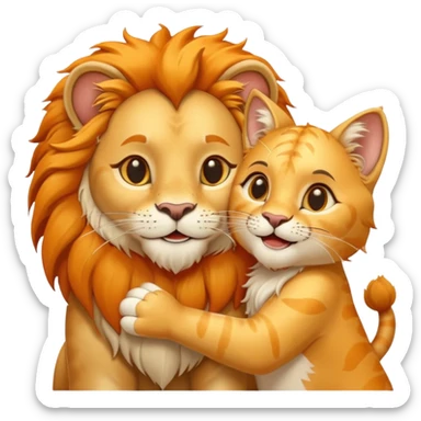 Animal Gato acariciando las orejas de un leon sticker