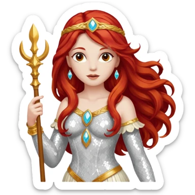 Minerva, Goddess of Wisdom from Gods and Goddesses with long red hair, ivory sequin outfit sticker