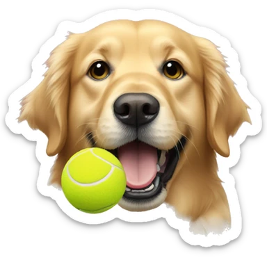 Golden retriever with a tennis ball in its mouth sticker