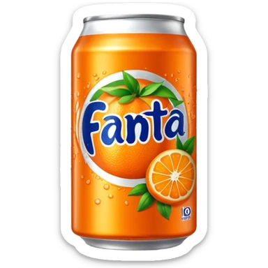 Draw a bright orange Fanta can with the bold logo & fruit graphics. sticker