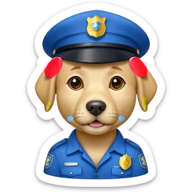  Lablador dog with a blue police cap sticker
