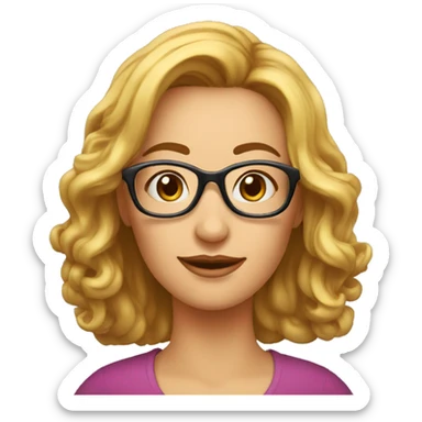 vrouw halflang haar met bril 45 jaar sticker