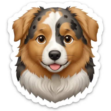 Australian Shepherd golden retriever tan eyebrows around nose and mouth black and speckled grey fur on chest. sticker