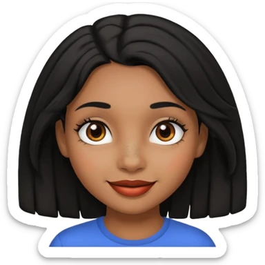 a girl that has black 4c hair textures and brownskin, It has brown eyes, a nose, lips, and it’s smiling. sticker
