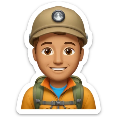 memoji face iphone: men hiking sticker