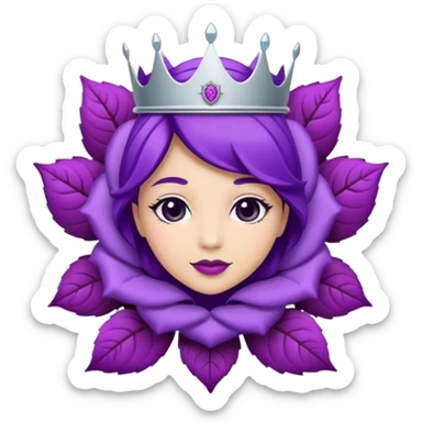 Purple rose with silver tiara and a purple emblem leaf wreath sticker