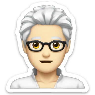 Gojo satoru white hair with a black tissue on his eyes sticker